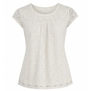 Olivia Blu Maternity Ivory Lace Blouse Crochet Top Boho Cottagecore Romantic M
